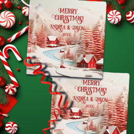 3D Skandinaviskt vinterlandskap Gåvor Etiketter