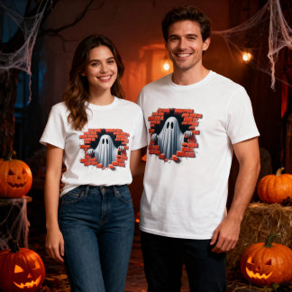 3d Skeleton genom en bruten väggkonstruktion T Shirt