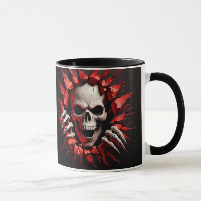 3D Skeleton Red Black White Spooky Halloween Mugg (Höger)