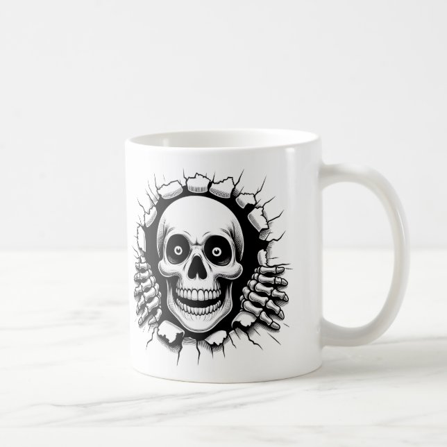 3D skelett bryter igenom bakgrund halloween Kaffemugg (Höger)