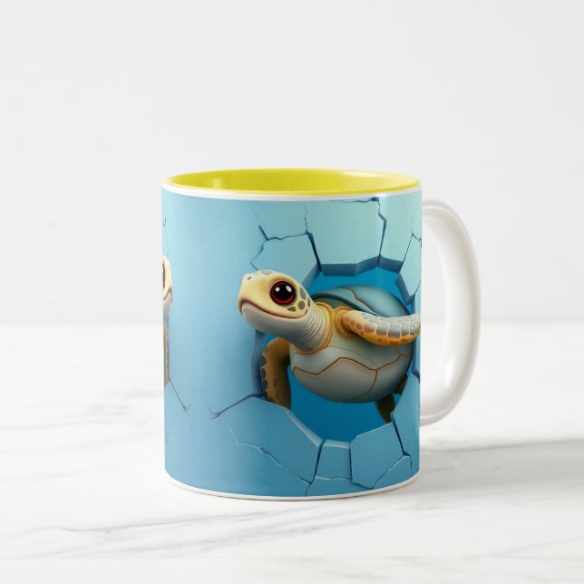 3d-sköldpaddsomslag mugg, mugg-omslag 3d-design Två-Tonad mugg (Framsida höger)