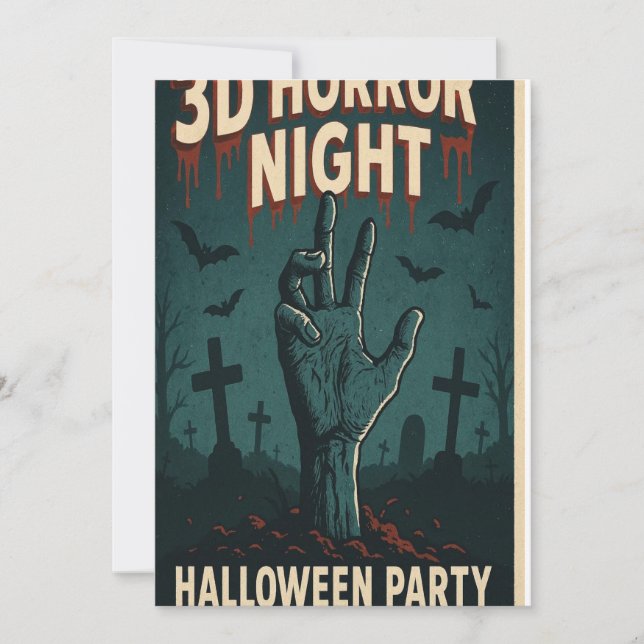 3D-skräcknatten Halloween fest Poster Inbjudningar (Framsida)