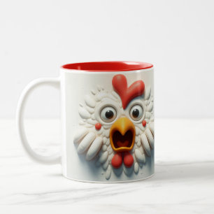 3D-Skrämt Chicken-ynliga djur Två-Tonad Mugg