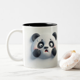 3D Skrämt Panda Bear Funny Animals Två-Tonad Mugg