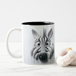 3D-Skrämt Zebra-bekanta djur Två-Tonad Mugg