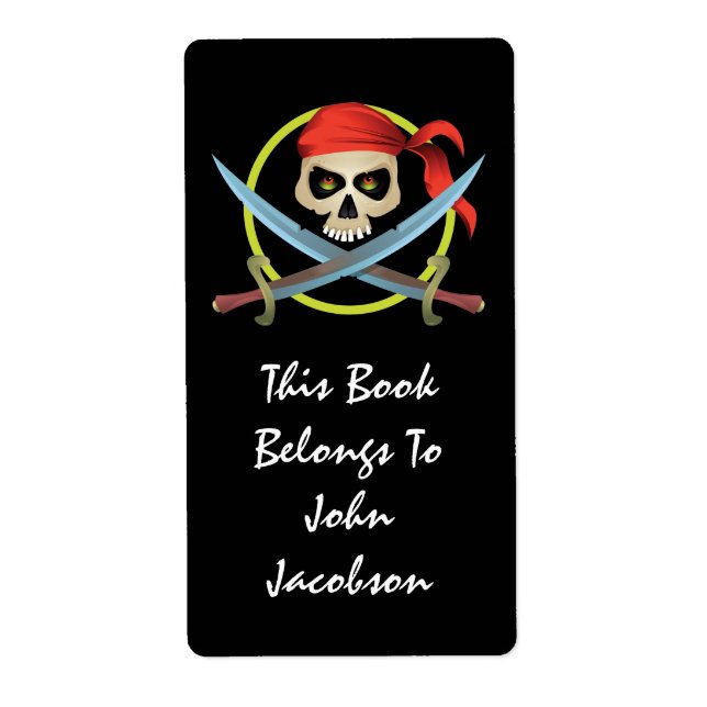 3D Skull Pirat-etikett Fraktsedel (Framsidan)