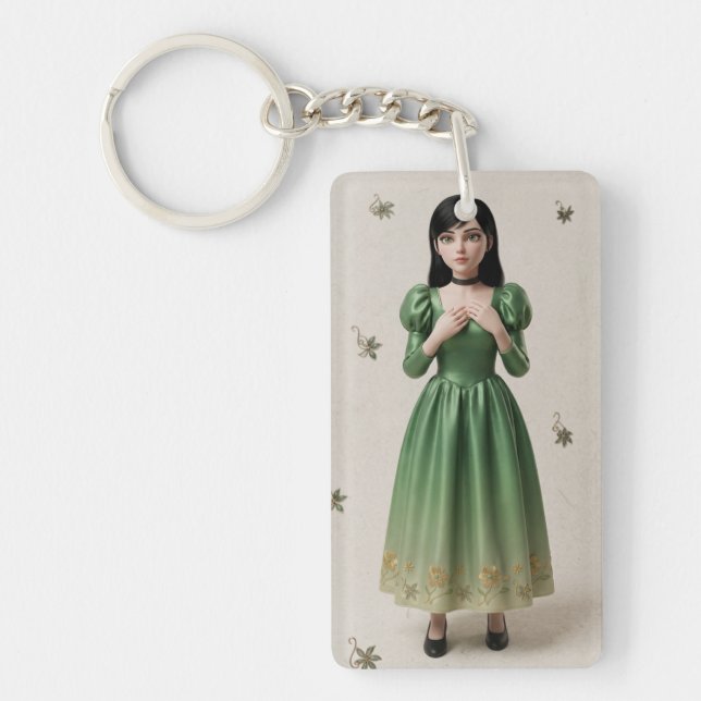 3D Smaragdgrön Prinsesskaraktär (Framsidan)