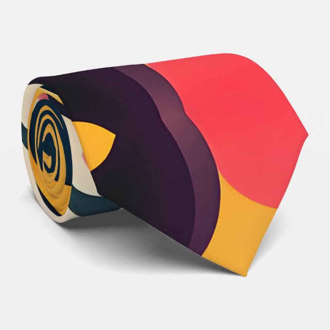 3D Smile Ansikte Gult, färgad Mönster Slips (Rullad)