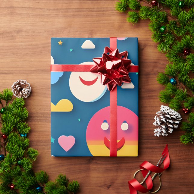 3D Smile Circles Rainbow Mönster Presentpapper (Julgåva)