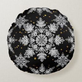 3d snöflingor rund kudde