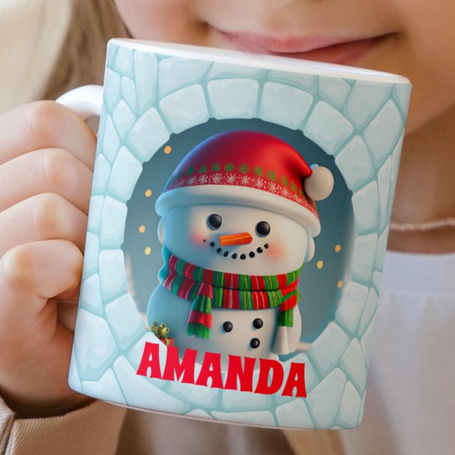 3D Snögubbe-Anpassningsbar -  Kids Hett Chocolate Kaffemugg (Skapare uppladdad)