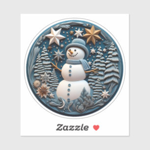 3D Snögubbe Chirstmas Klistermärken