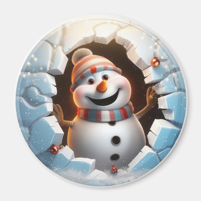 3D Snögubbe Magnet (Framsidan)