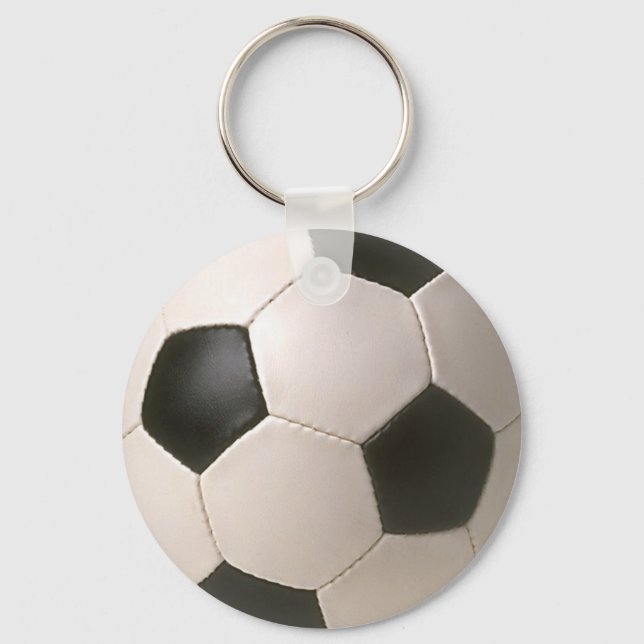 3D Soccerball Black White Football Nyckelring (Framsida)