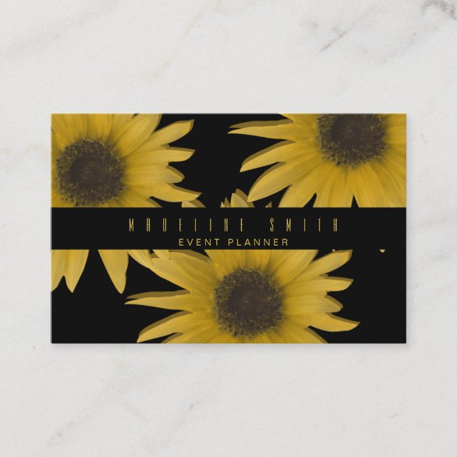 3D Solblommor Insida Designer Garden Visitkort (Framsida)