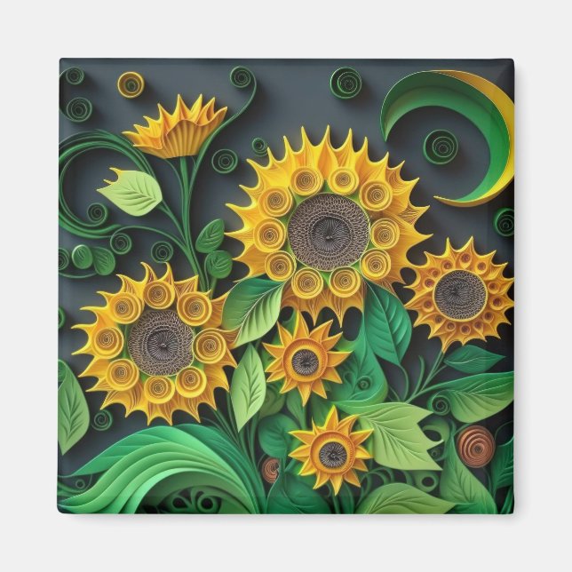 3D Solblommor Magnet (Framsidan)