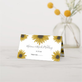 3D Solrosrealistiska botaniska Blommigten Bröllop Placeringskort