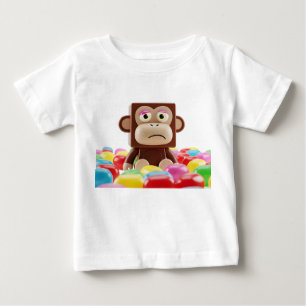 3D Sorgsen Fyrkantig Apa Karaktär med Färgglad Gel T Shirt