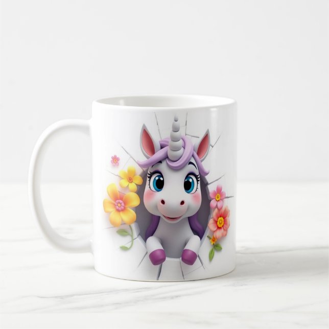 3d söt baby enhörning mugg omslag, 3d mugg design (Vänster)
