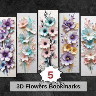 3D Söt Flowers Blommigt DIY Bokmärken