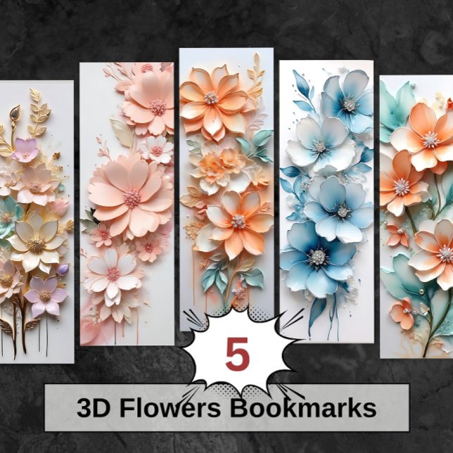 3D Söt Flowers Blommigt DIY Bokmärken C (Skapare uppladdad)