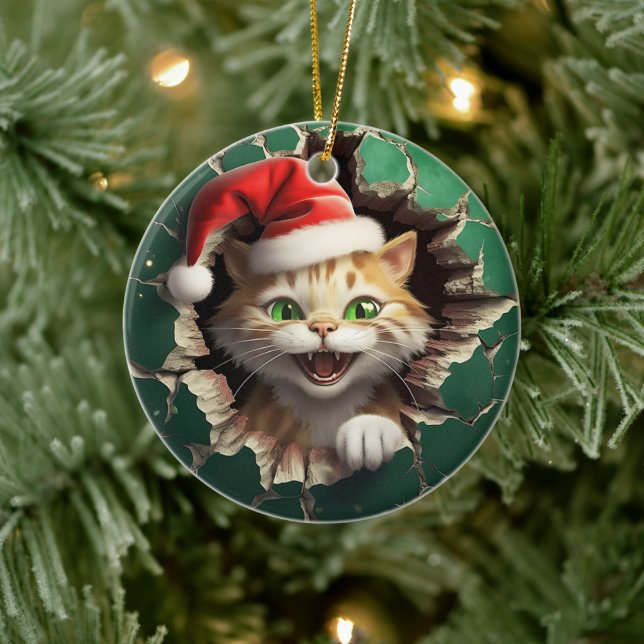 3d Söt katt Julgransprydnad Keramik (Träd)