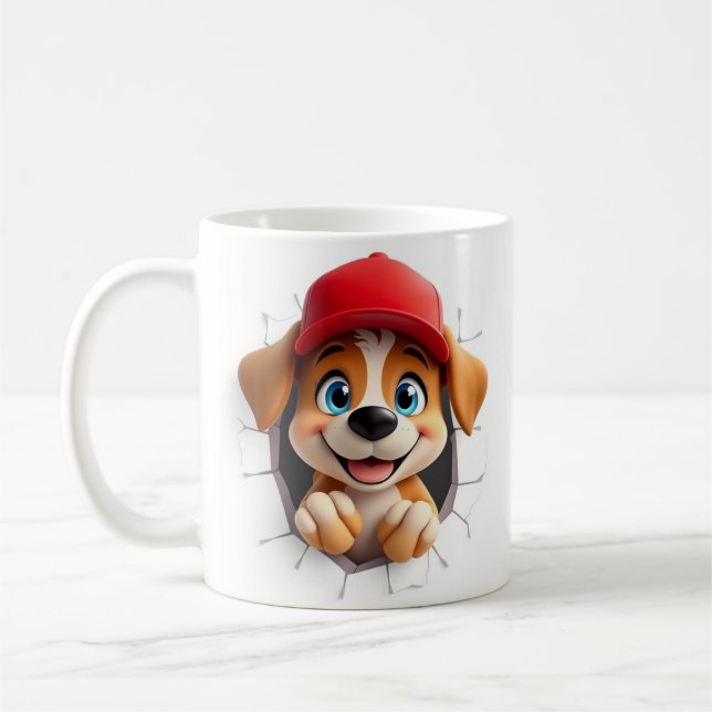 3d Söt mugg-radbrytning för hund Kaffemugg (Vänster)