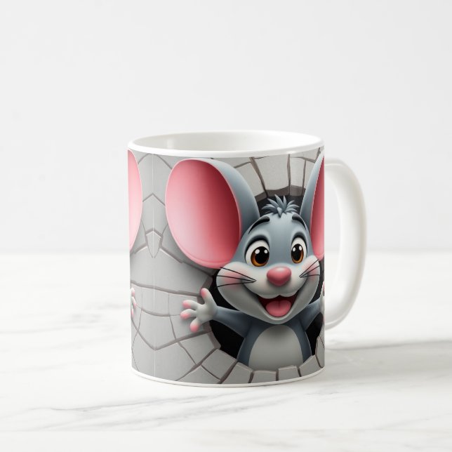 3d söt mus mugg omslag, 3d mugg omslagsdesign (Framsida höger)