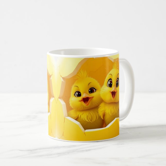 3d söta kycklingar mugg omslagsdesign (Framsida höger)