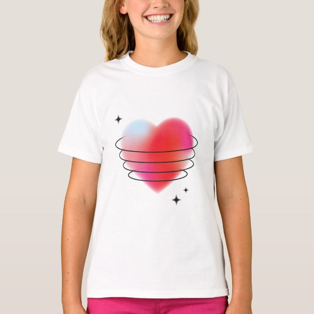 3d Space hitech Red valentine planet Hjärtat T Shirt (Framsida)