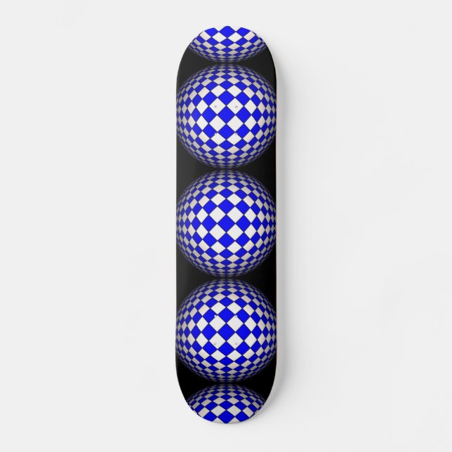 3D Sphere Crazy Black och Blue Skateboard (Framsida)