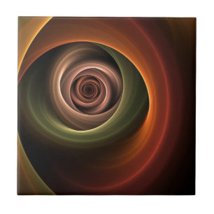 3D Spiral Abstrakt Varm Färg Modern Fraktal Konst Kakelplatta