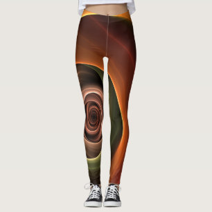 3D Spiral Abstrakt Varm Färg Modern Fraktal Konst Leggings