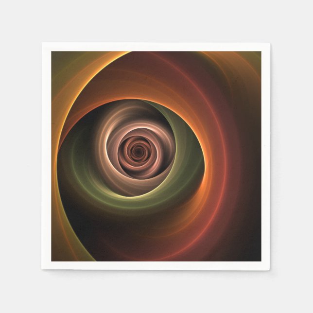 3D Spiral Abstrakt Varm Färg Modern Fraktal Konst Pappersservett (Framsidan)