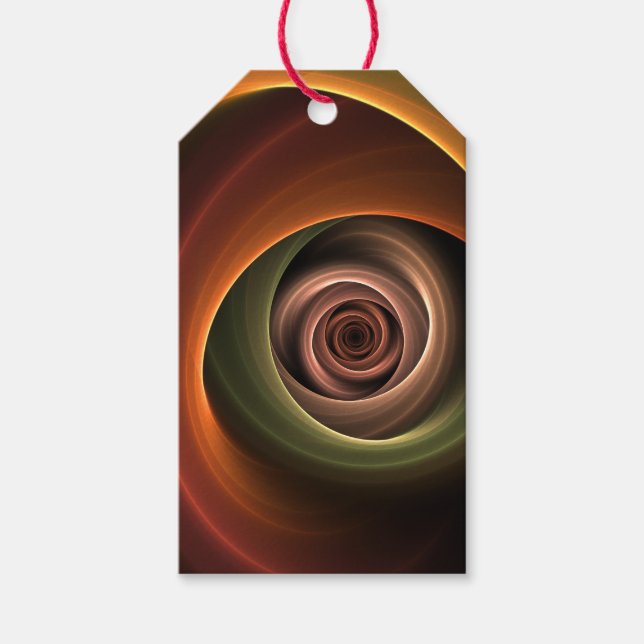 3D Spiral Abstrakt Varm Färg Modern Fraktal Konst Presentetikett (Framsidan)