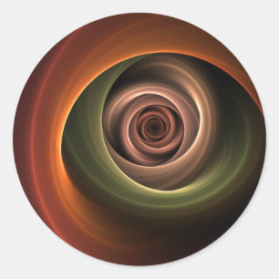 3D Spiral Abstrakt Varm Färg Modern Fraktal Konst Runt Klistermärke