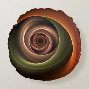 3D Spiral Abstrakt Varm Färger Modern Fraktal Kons Rund Kudde