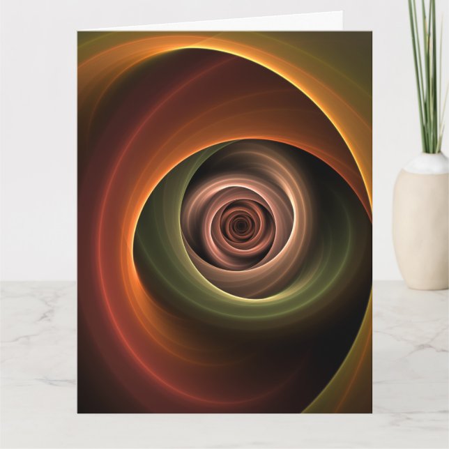 3D Spiral Abstrakt Varm Färger Modern Fraktal Kons Tack Kort (Framsida)