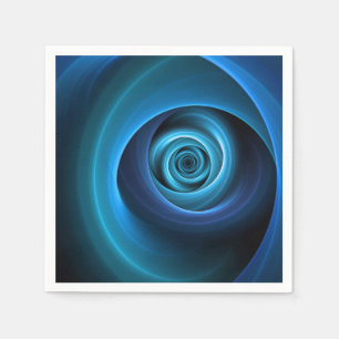 3D-spiral Blå Färger Modern Abstrakt Fraktal Konst Pappersservett