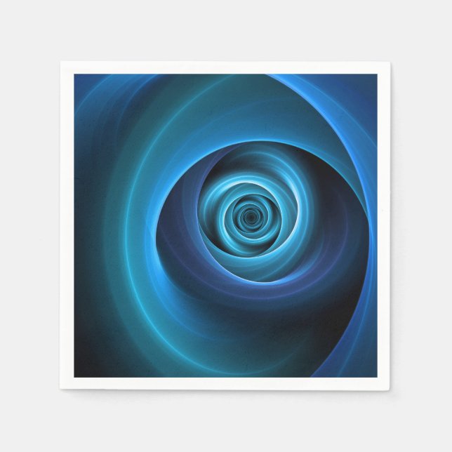 3D-spiral Blå Färger Modern Abstrakt Fraktal Konst Pappersservett (Framsidan)