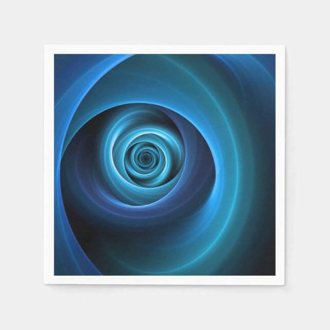 3D Spiral Blå Färger Modern Abstrakt Fraktal Konst Pappersservett (Framsidan)