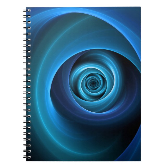 3D-spiral blåa färger modern abstrakt fraktalkonst Anteckningsbok (Framsidan)