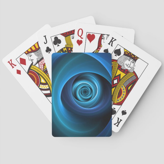 3D Spiral Blue Färg Modern Abstrakt Fractal Art Casinokort (Baksidan)