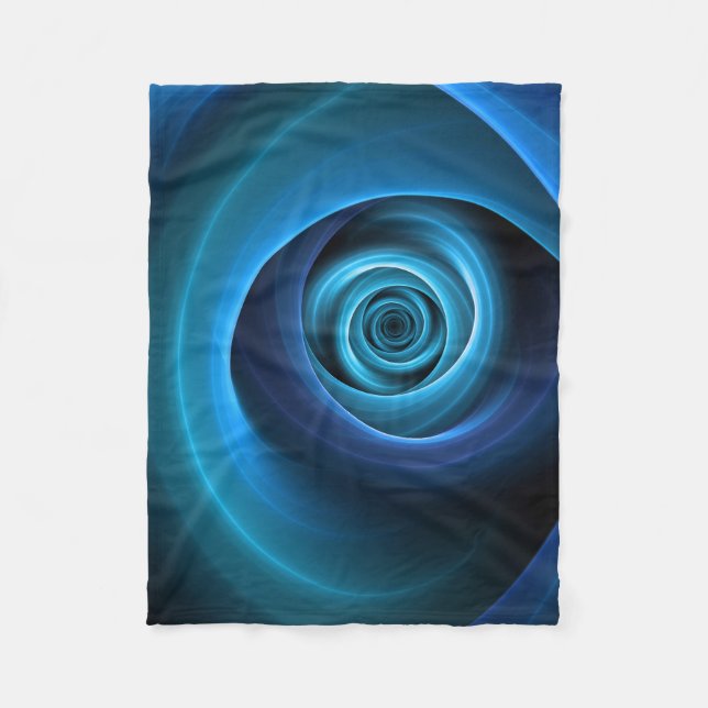 3D Spiral Blue Färg Modern Abstrakt Fractal Art Fleecefilt (Framsidan)