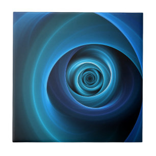 3D Spiral Blue Färg Modern Abstrakt Fractal Art Kakelplatta