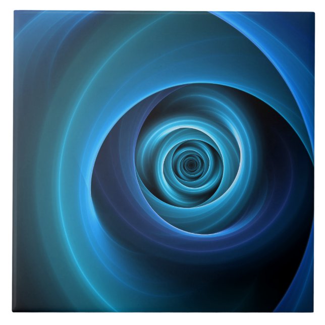 3D Spiral Blue Färg Modern Abstrakt Fractal Art Kakelplatta (Framsidan)