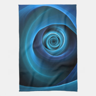 3D Spiral Blue Färg Modern Abstrakt Fractal Art Kökshandduk