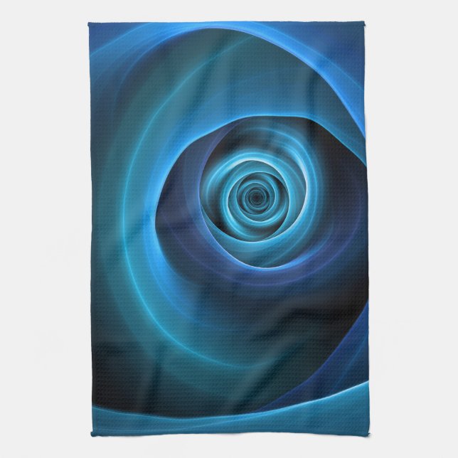 3D Spiral Blue Färg Modern Abstrakt Fractal Art Kökshandduk (Vertikal)