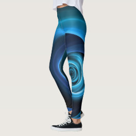 3D Spiral Blue Färg Modern Abstrakt Fractal Art Leggings