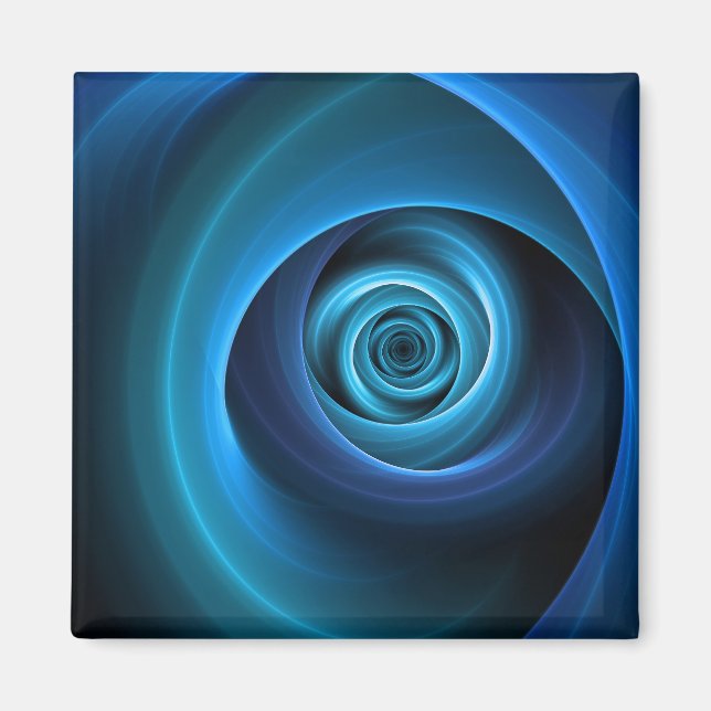 3D Spiral Blue Färg Modern Abstrakt Fractal Art Magnet (Framsidan)